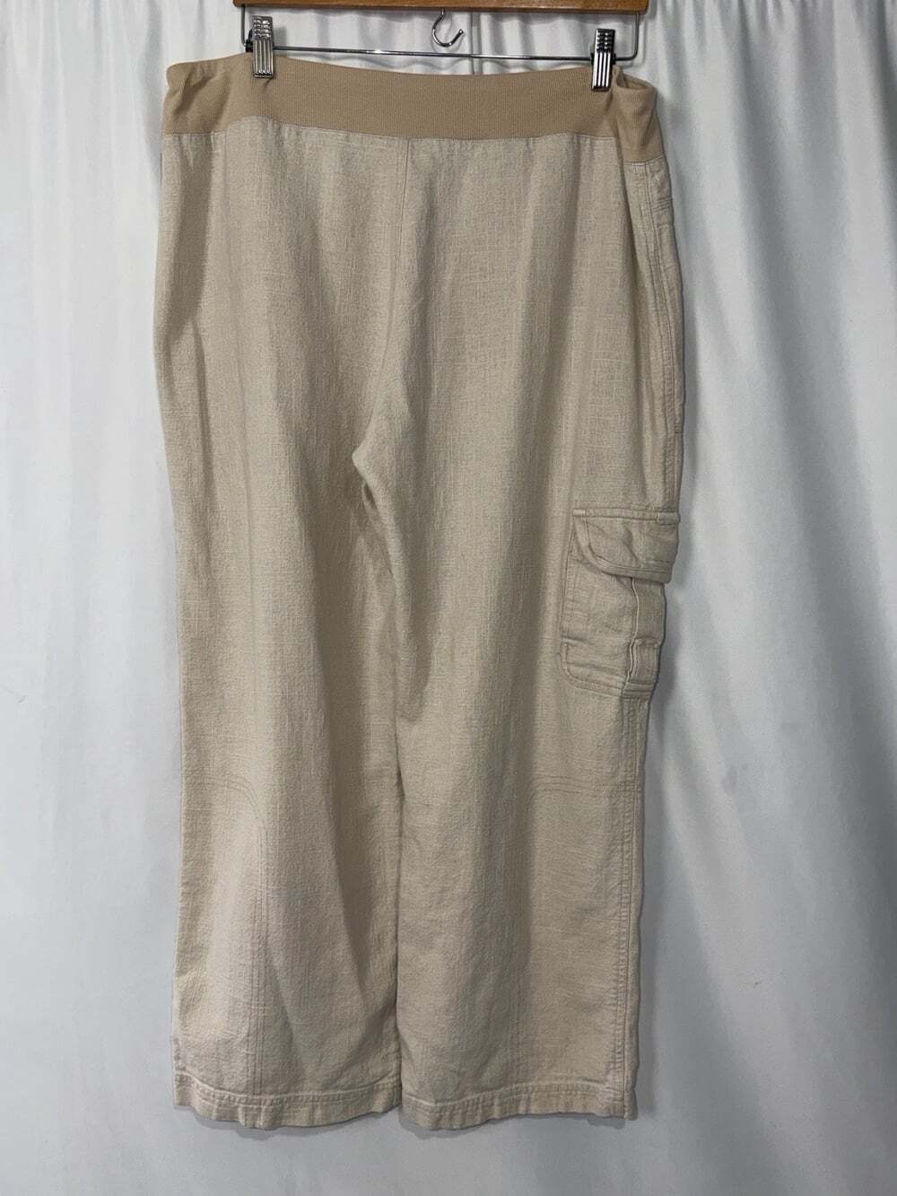 Soft Surroundings Linen Blend Cargo Pants Womens Wide Leg Petite Large